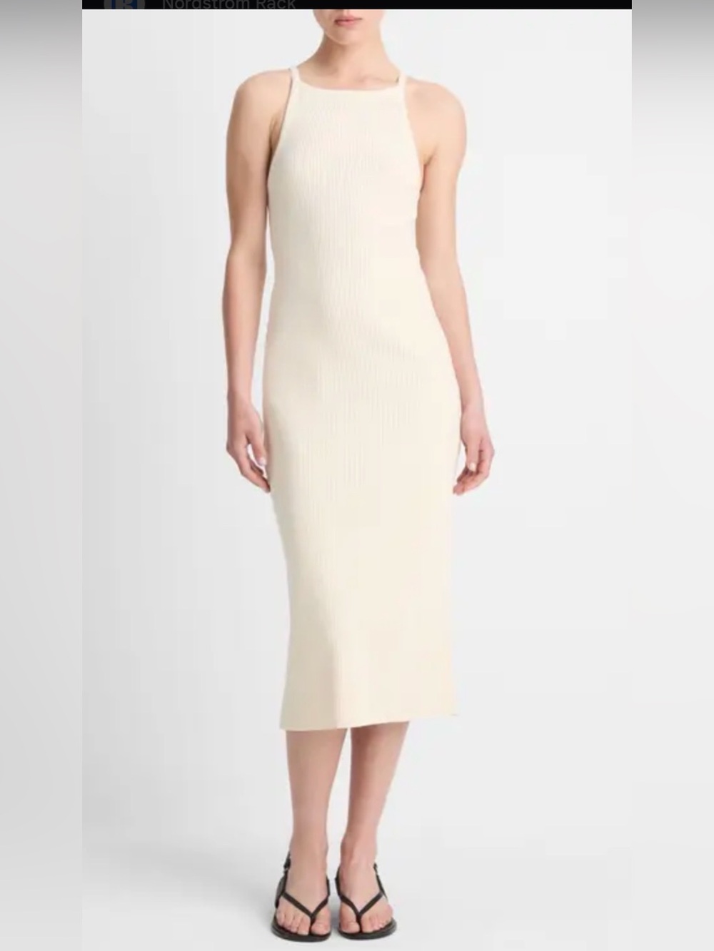 Vince  Cream Ribbed Halter Midi Dress size large